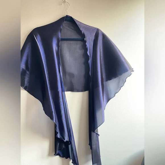 Laura Petites Formal Wedding Shawl in Sheer Navy - NWOT - Picture 7 of 10